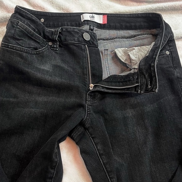 Cabi Straight Leg High Rise Dark Charcoal Wash Jeans Stretchy Size 6 Pockets - Picture 6 of 7